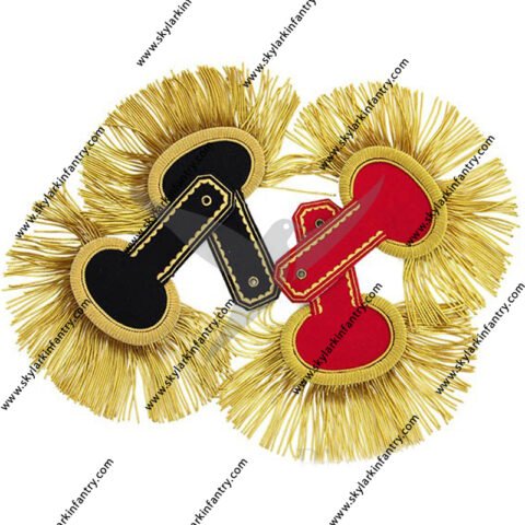 Military Uniform Epaulettes with Wool & Gold Bullion Fringe