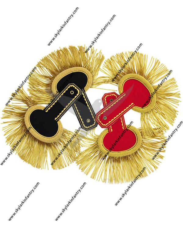 Military Uniform Epaulettes with Wool & Gold Bullion Fringe