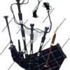 Full size Rosewood Bagpipe Mackenzie Silver Plain Mounts Black Finish Scottish Highland Bagpipes with accessories