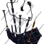Full size Rosewood Bagpipe Mackenzie Silver Plain Mounts Black Finish Scottish Highland Bagpipes with accessories