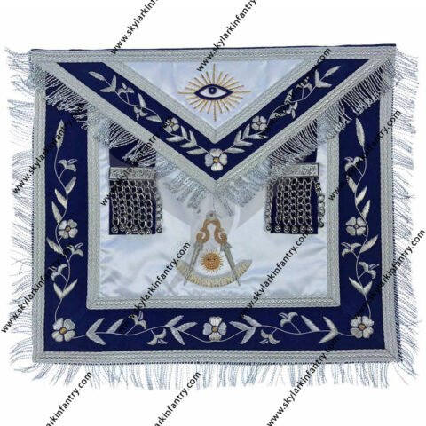 MASONIC PAST MASTER APRON GOLD AND SILVER HAND EMBROIDERY APRON SILK