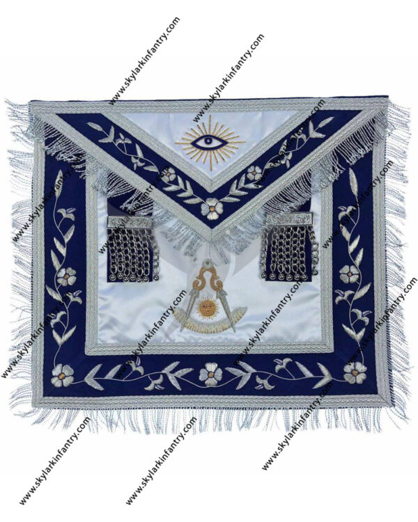 MASONIC PAST MASTER APRON GOLD AND SILVER HAND EMBROIDERY APRON SILK