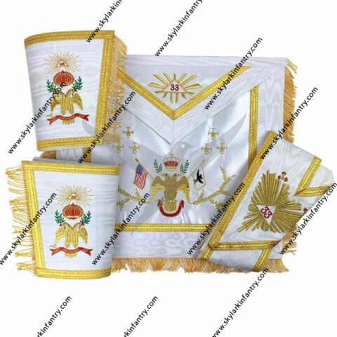 Masonic Rose Croix 33rd Degree Silk Apron Gauntlets and Collar Set All Countries Flags
