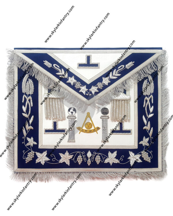 Masonic past master apron boaz jachin pillars hand embroidery apron