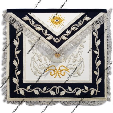 Masonic past master apron gold & silver hand unique embroidery apron