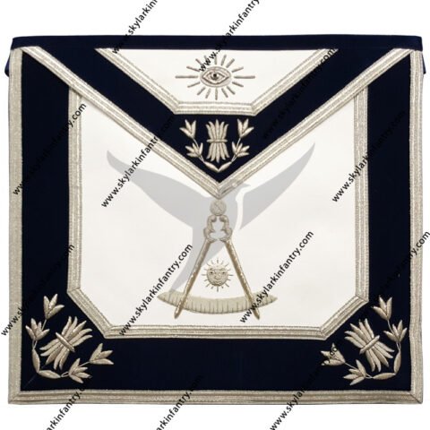 Masonic past master apron silver bullion hand embroidery