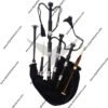 New Black Scottish Bagpipe Silver Mount Velvet Bag Cord Highland F Size with Carry Bag Bagpipes with accessories