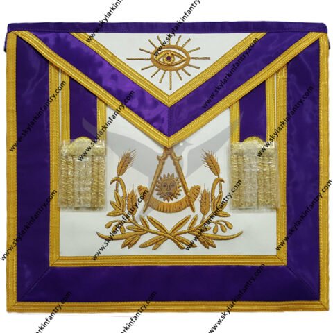 Past master bullion embroidered apron - purple