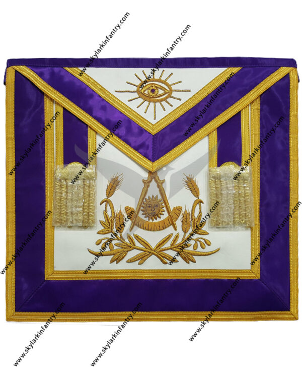 Past master bullion embroidered apron - purple
