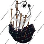 Rosewood Bagpipe Mackenzie Silver Plain Mounts Brown Color Scottish Highland Bagpipes with accessories