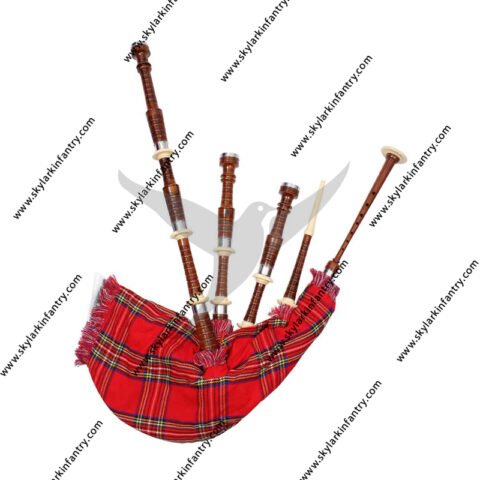 Rosewood Highland Bagpipe Natural Finish Combed And Beaded