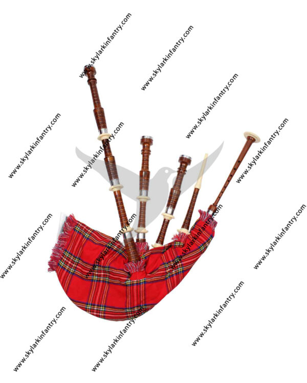 Rosewood Highland Bagpipe Natural Finish Combed And Beaded