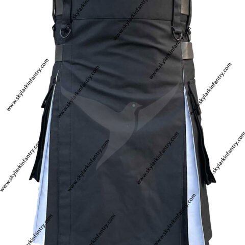 Black & White Simple 2 Side Pocket Utility Kilt