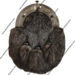 Chinchilla Dress Sporran with Celtic cantle and 3 tassels in Smokey Chrome Finish