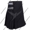 PLAIN BLACK TARTAN KILT FOR MEN