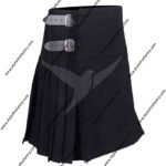 PLAIN BLACK TARTAN KILT FOR MEN