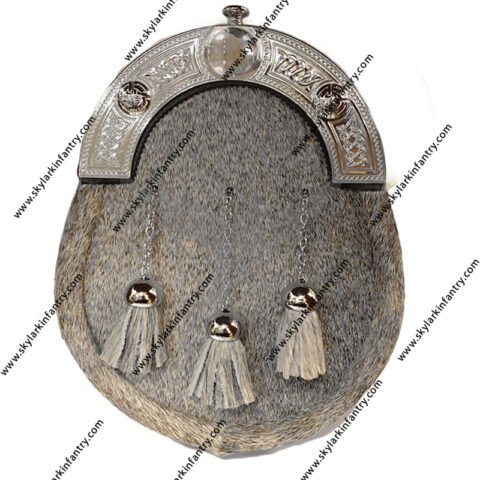 Pony Skin Dress Sporran - Celtic Knot Cantle Chrome Finish