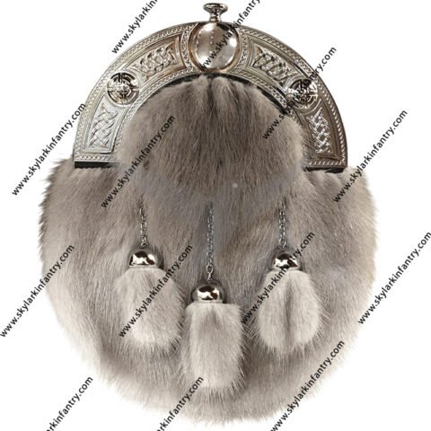 Pony Skin Dress Sporran with Celtic Design Cantle in Antique Finish