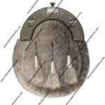 Pony Skin Dress Sporran - with Open Work Celtic Design Cantle in Antique Finish