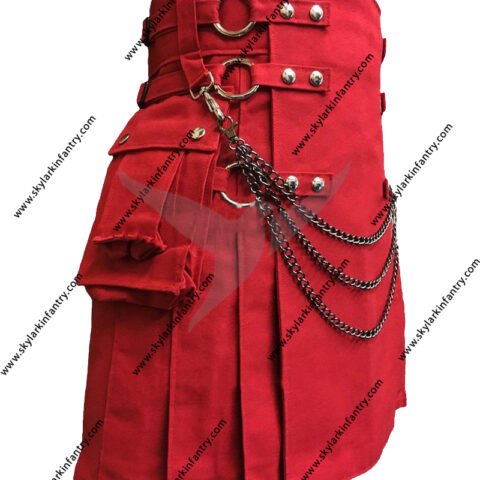 Red Canvas Cloth Straps Utility Kilt