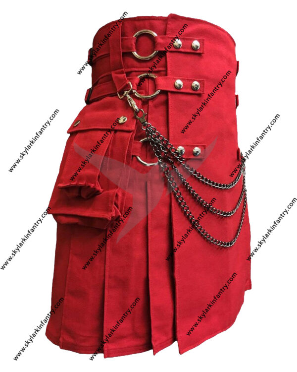 Red Canvas Cloth Straps Utility Kilt