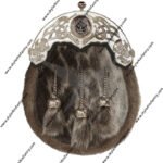 Seal Skin Clan Crest Dress Sporran with Antique Finish Cantle