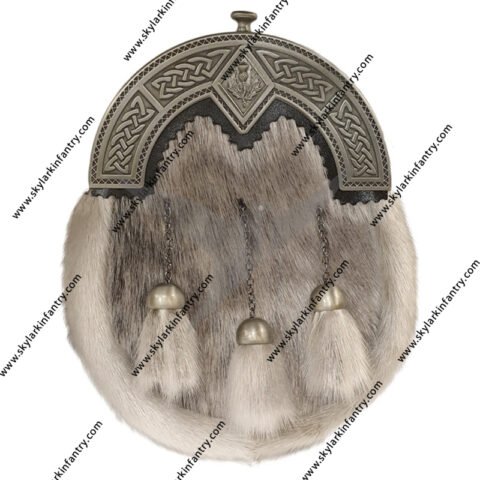 Sealskin Dress Sporran with Celtic and Thistle Cantle in Antique Finish