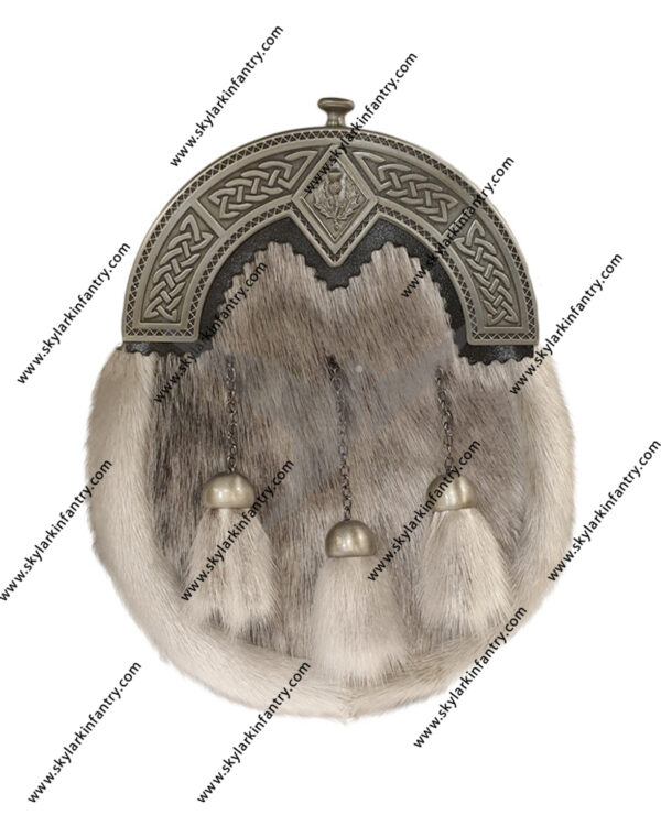 Sealskin Dress Sporran with Celtic and Thistle Cantle in Antique Finish