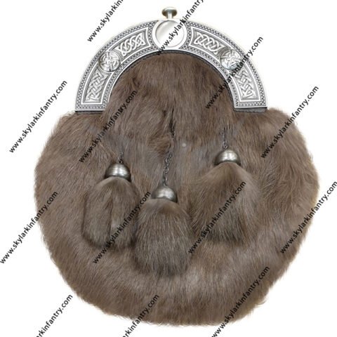 Smokey Rabbit Dress Sporran with Celtic Knot Cantle in Antique Finish