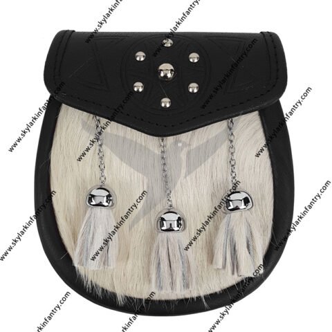 Studded Targe Bovine Premium Fur Sporran