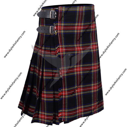 BLACK STEWART TARTAN KILT FOR MEN