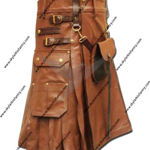 CELTIC LEATHER KILT WITH SPORRAN FOR MEN