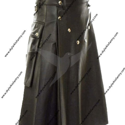 MEN'S BLACK PRIDE LEATHER KILT