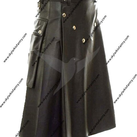 MEN'S BLACK PRIDE LEATHER KILT
