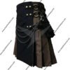 SCOTTISH BLACK & BROWN CARGO MEN'S UTILITY KILTS WITH FLASH PLEATS