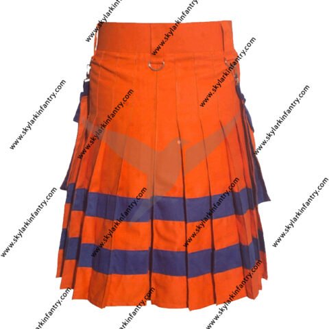 UNIQUE HANDMADE ORANGE SCOTTISH MEN'S UTILITY KILT