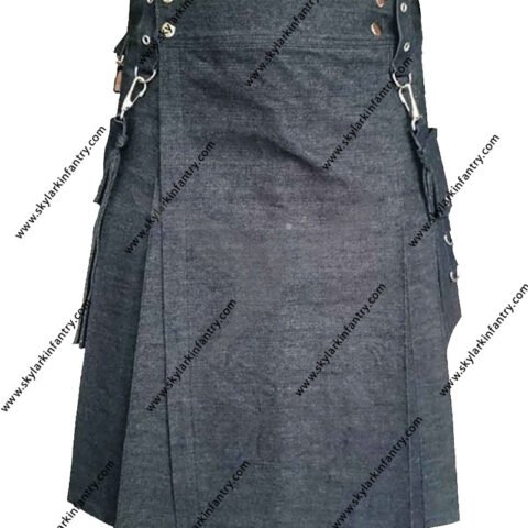 UTILITY INDIGO DENIM KILT FOR ACTIVE MEN