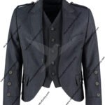 Black Tweed Kilt Jacket and Waistcoat