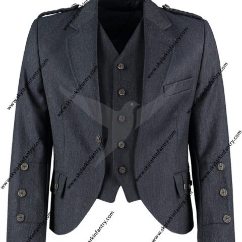 Black Tweed Kilt Jacket and Waistcoat