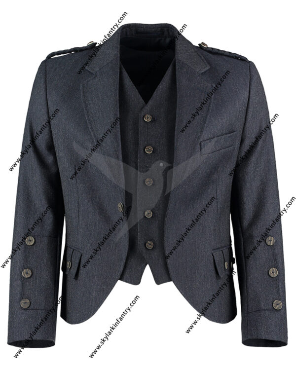 Black Tweed Kilt Jacket and Waistcoat