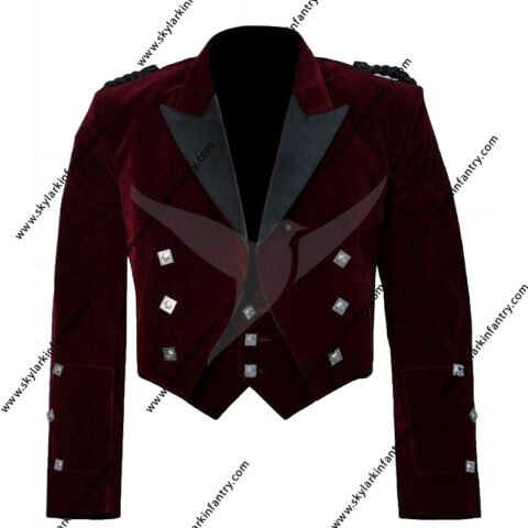 Maroon velvet prince charlie coat