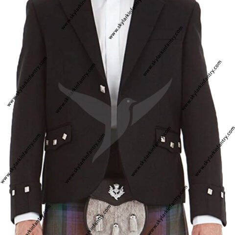 Mens Scottish Black Argyll Kilt Jacket