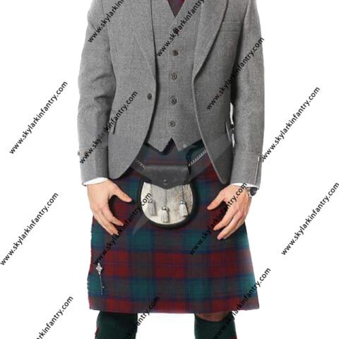 TWEED ARGYLE JACKET AND 5 BUTTON VEST LIGHT GREY TWEED