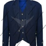 Tweed Crail Highland Blue Kilt Jacket and Waistcoat Scottish Wedding Dress