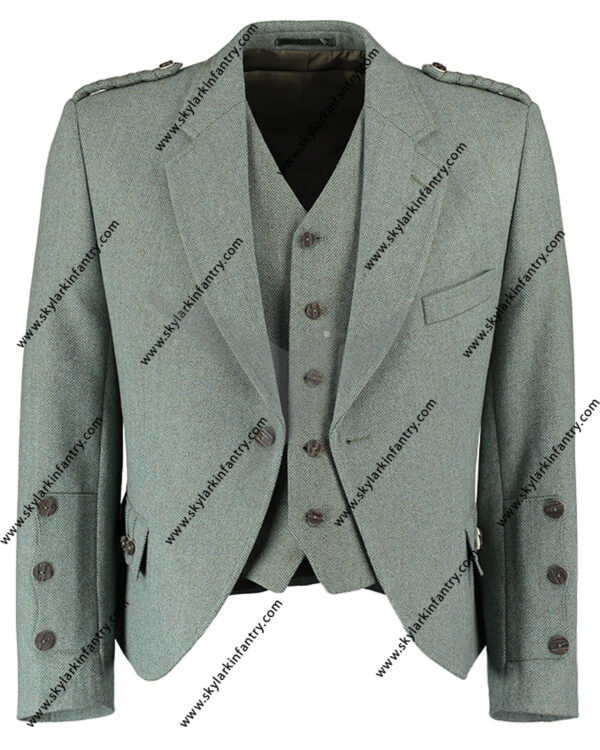 Tweed Kilt Jacket and Waistcoat Moss Front